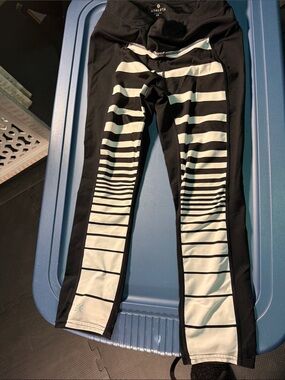 Athleta Black and White Striped Girls' Active Leggings